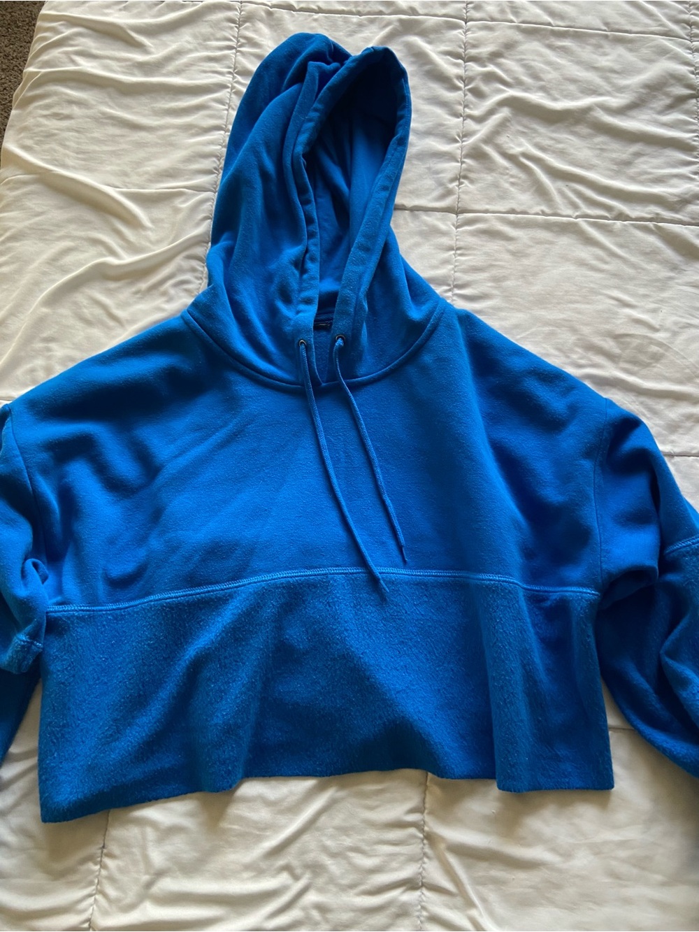 Blue Cropped Hoodie Women's Top